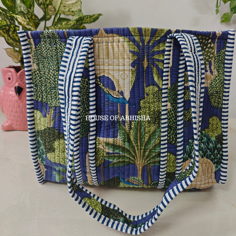 Royal Bagh Mini Quilted Cotton Tote Bag