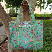 Paradise Garden Quilted Cotton Tote Bag + Pouch (Set of 3) Combo