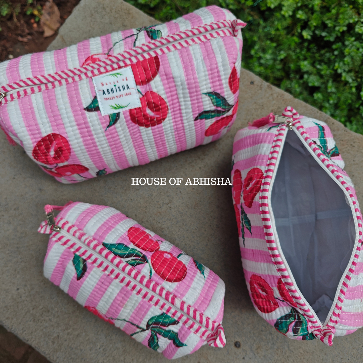 Eden Bloom Quilted Utility Pouches - Set of 3