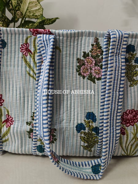 French Garden Mini Quilted Cotton Tote Bag