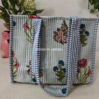 French Garden Mini Quilted Cotton Tote Bag