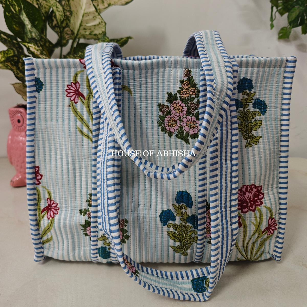 French Garden Mini Quilted Cotton Tote Bag