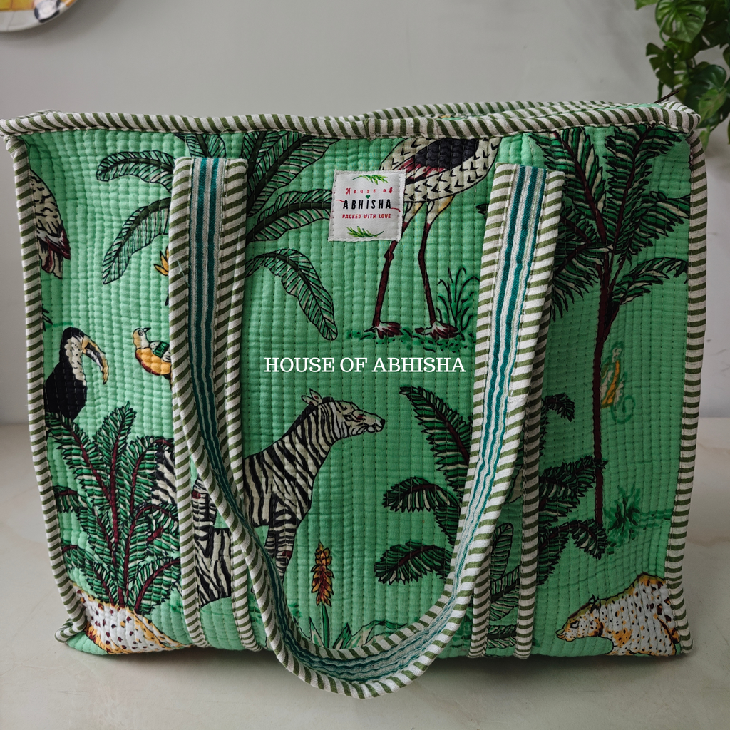 Marine Quilted Cotton Tote Bag