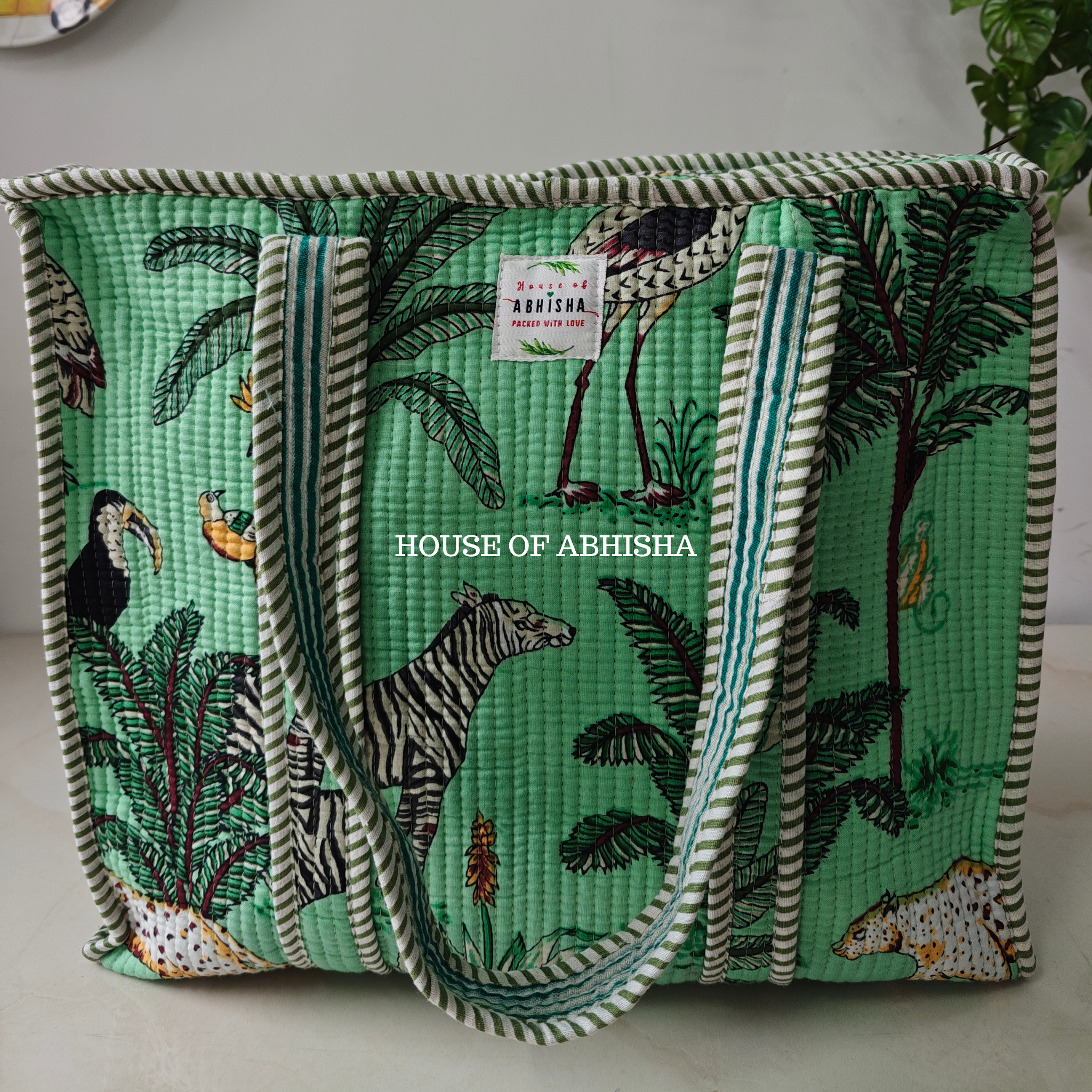 Marine Quilted Cotton Tote Bag