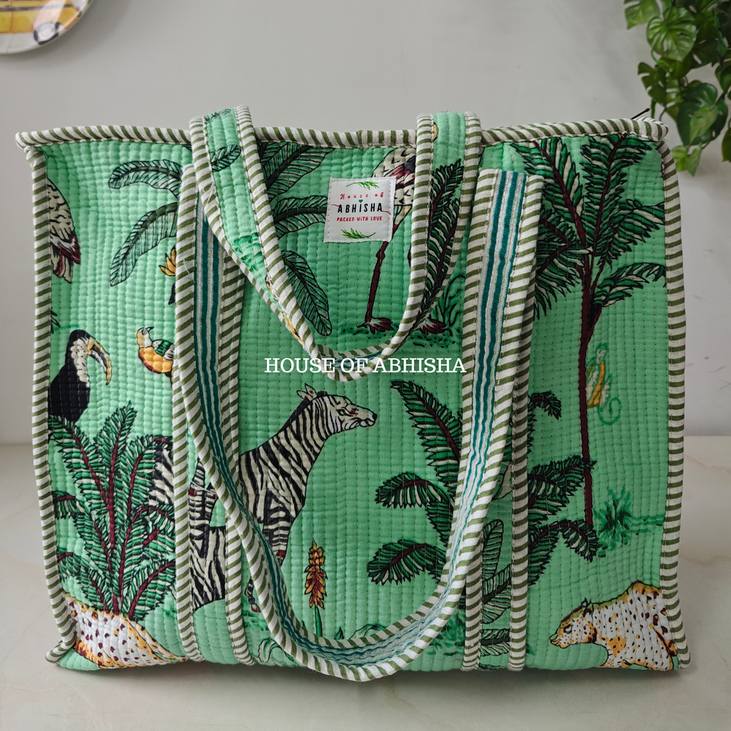 Marine Quilted Cotton Tote Bag
