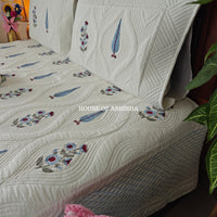 Tropical Blue Royal Embossed Quilted Bedcover