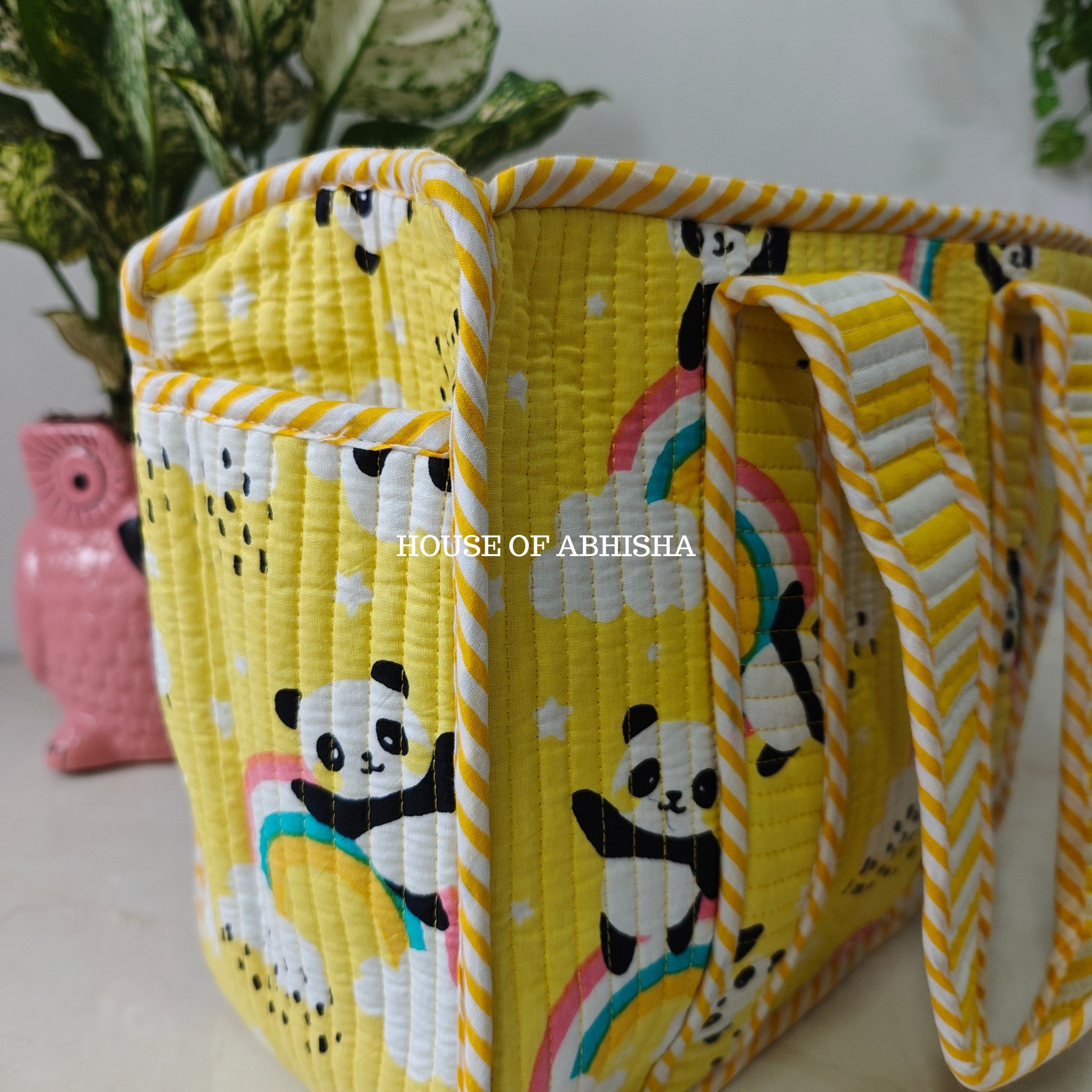 Panda Mini Quilted Cotton Tote Bag