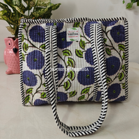 Blue Blossom Mini Quilted Cotton Tote Bag
