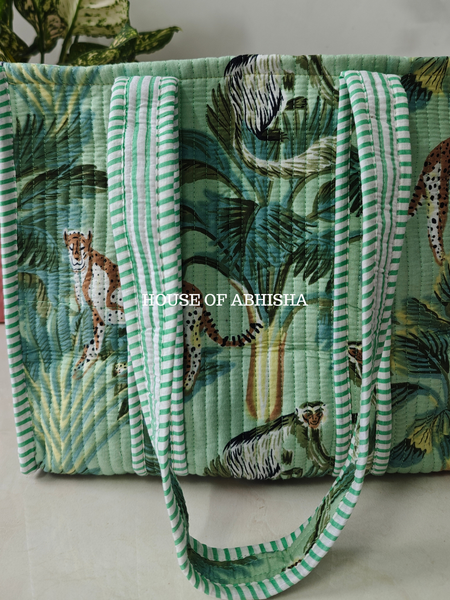 Musk Jungle Mini Quilted Cotton Tote Bag