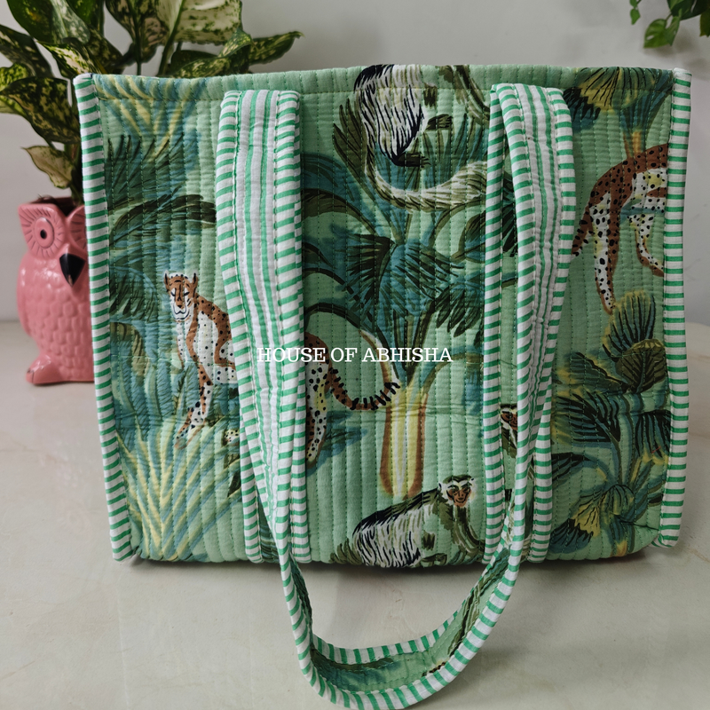 Musk Jungle Mini Quilted Cotton Tote Bag