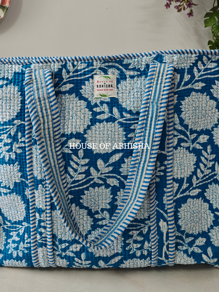 Blue Blush Quilted Cotton Tote Bag