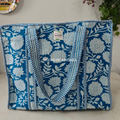 Blue Blush Quilted Cotton Tote Bag