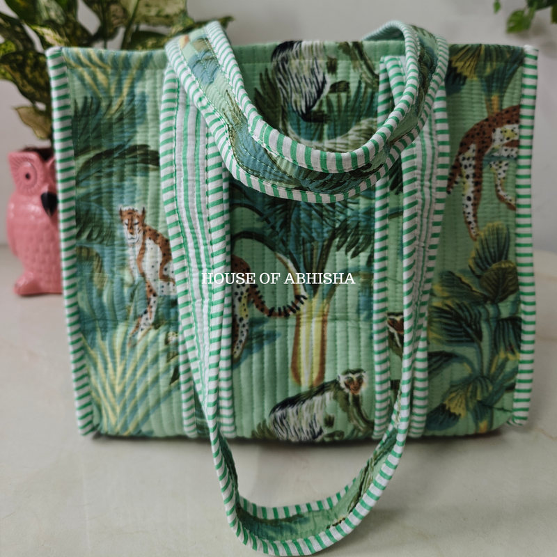 Musk Jungle Mini Quilted Cotton Tote Bag