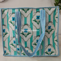 Striped Blossom Quilted Cotton Tote Bag