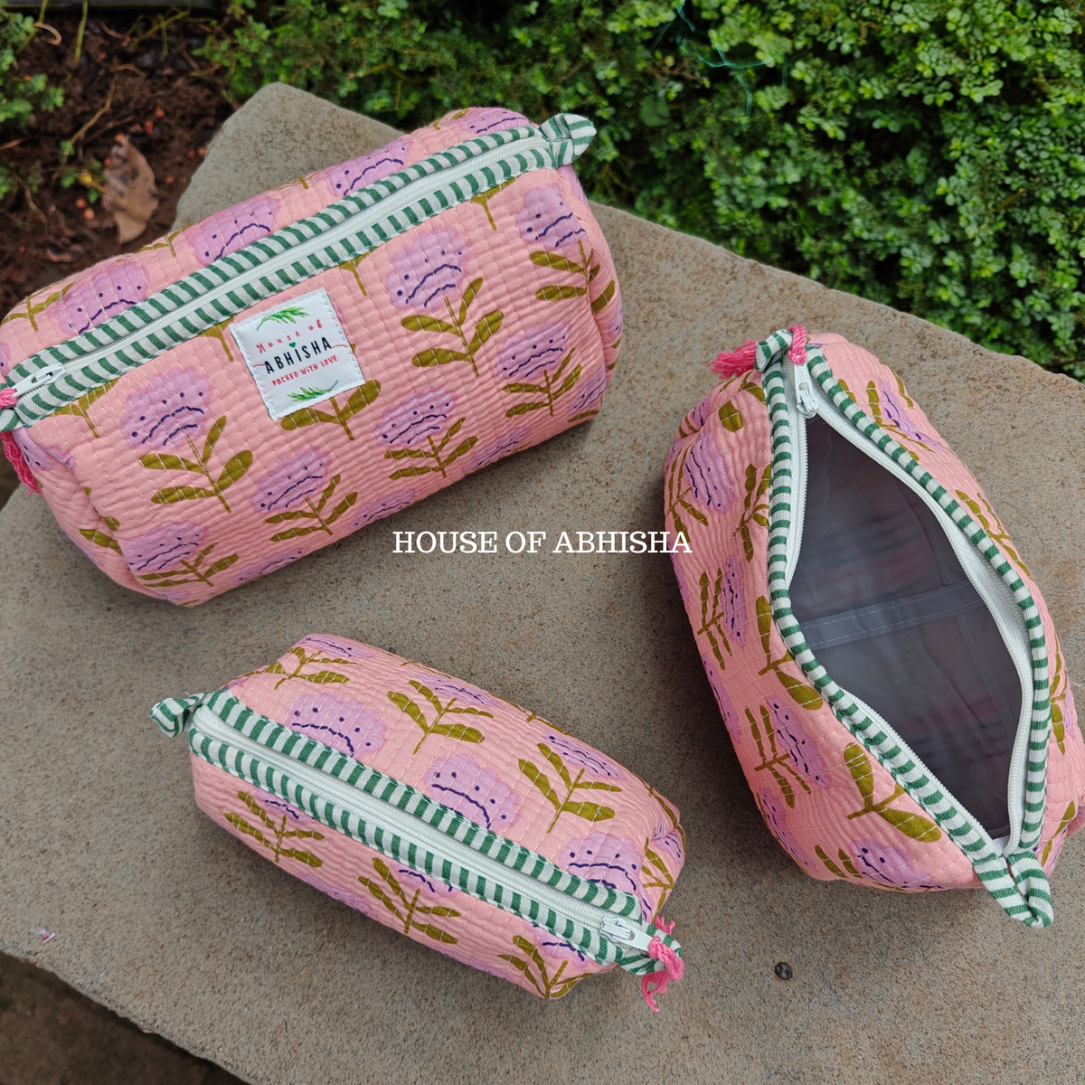 Vanika Quilted Cotton Tote Bag + Pouch (Set of 3) Combo