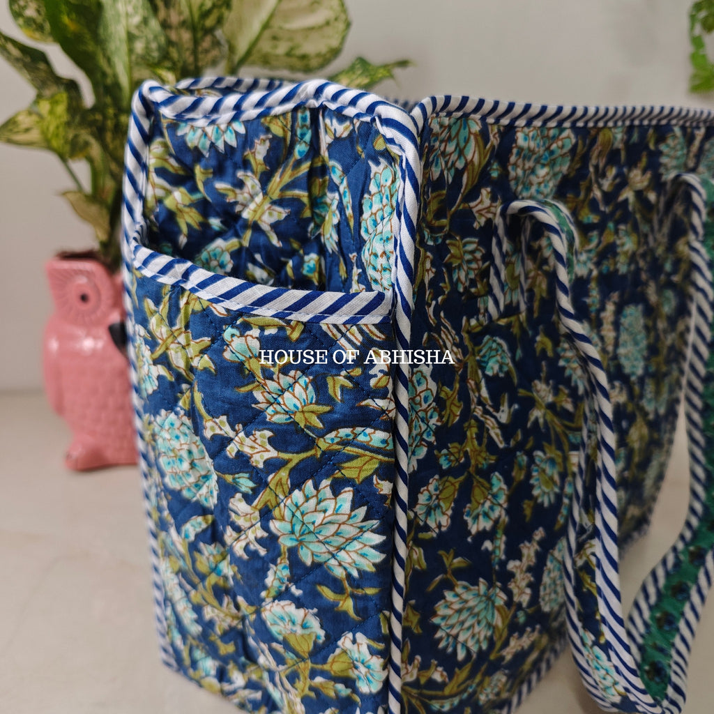 Iris Mini Quilted Cotton Tote Bag