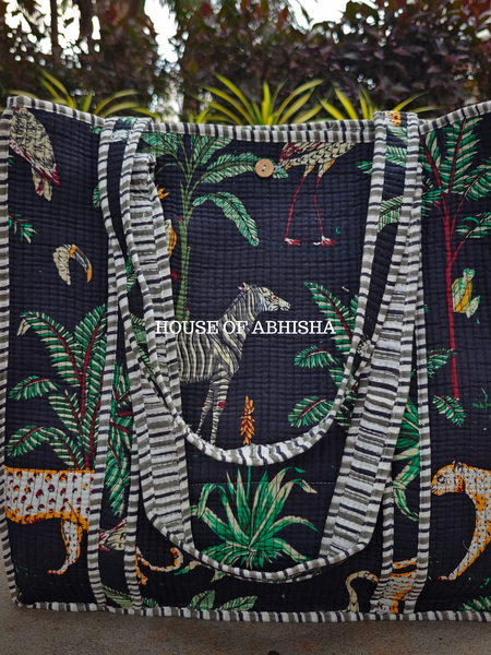 Wild Bagh Quilted Cotton Tote Bag