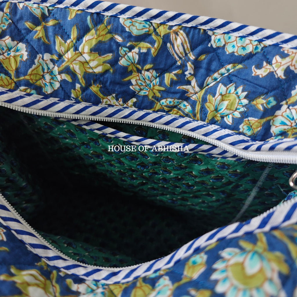 Iris Mini Quilted Cotton Tote Bag