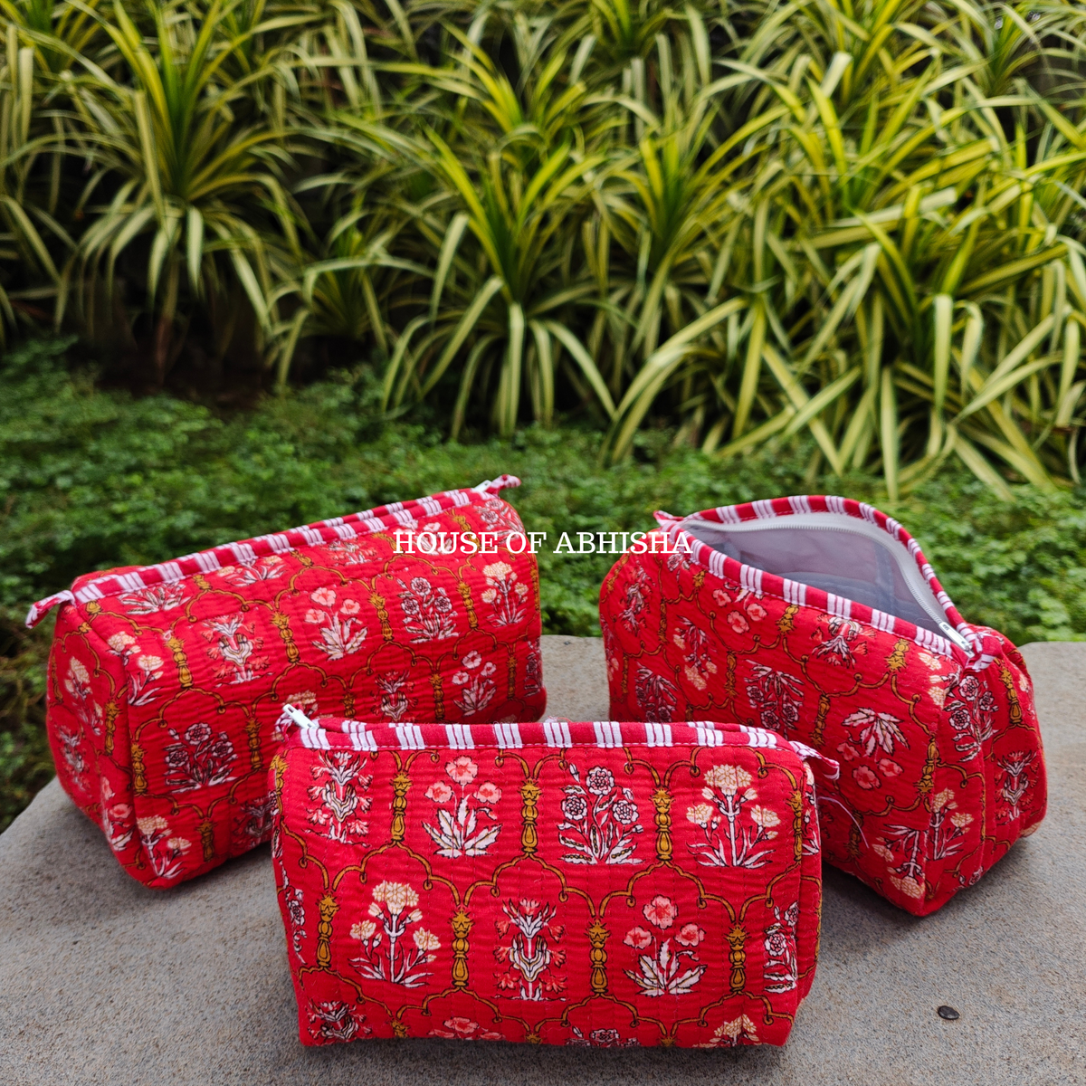 Gulzar Quilted Utility Pouches - Set of 3
