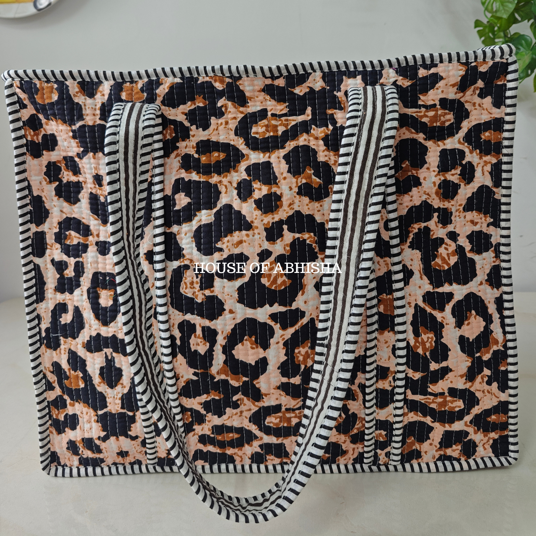 Leopard Quilted Cotton Tote Bag