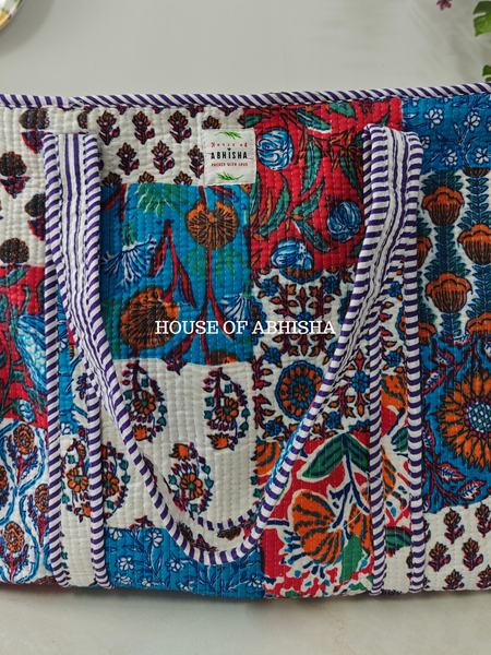 Patchwork Quilted Cotton Tote Bag