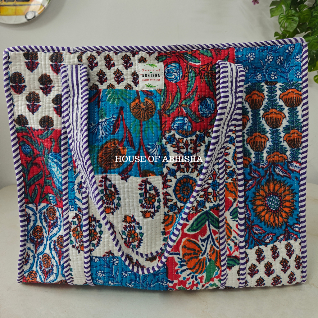 Patchwork Quilted Cotton Tote Bag