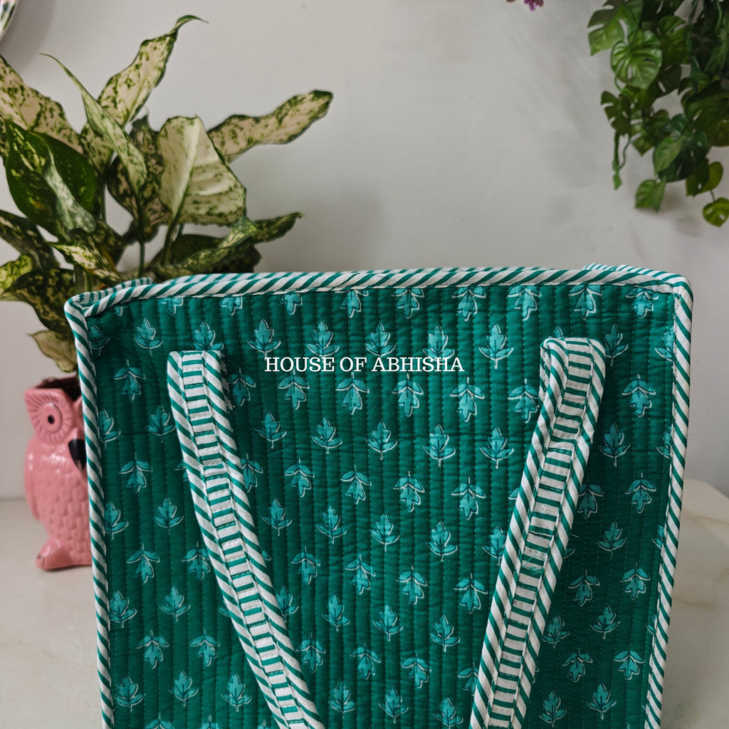 Leafy Mini Quilted Cotton Tote Bag