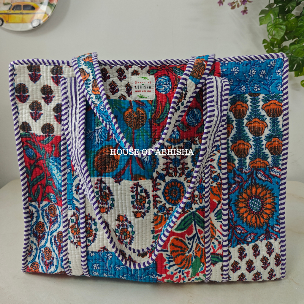 Patchwork Quilted Cotton Tote Bag