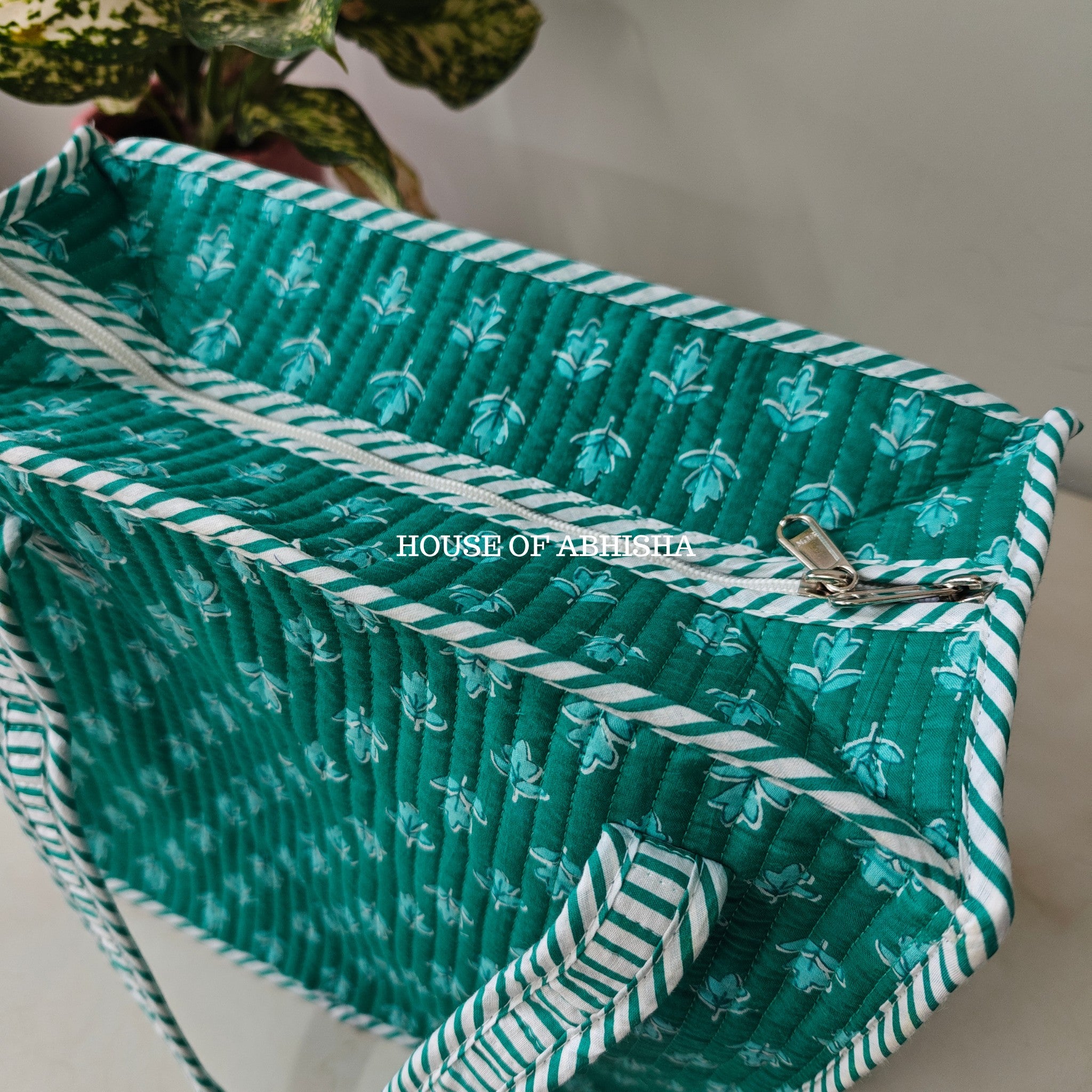 Leafy Mini Quilted Cotton Tote Bag