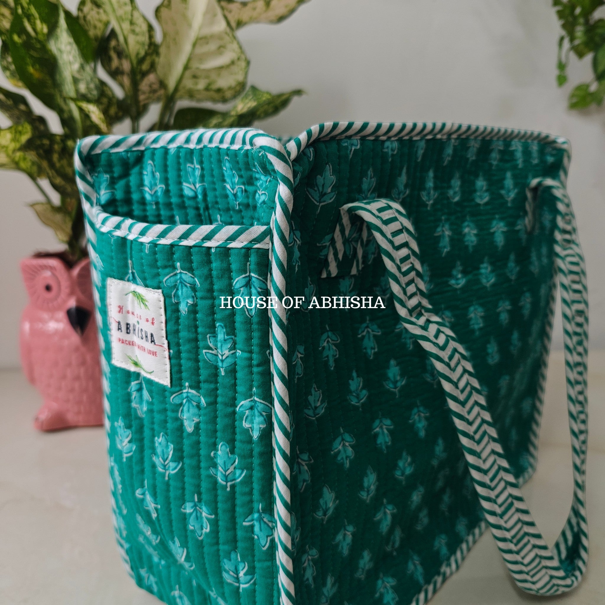 Leafy Mini Quilted Cotton Tote Bag