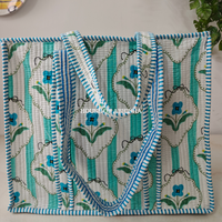 Striped Blossom Quilted Cotton Tote Bag