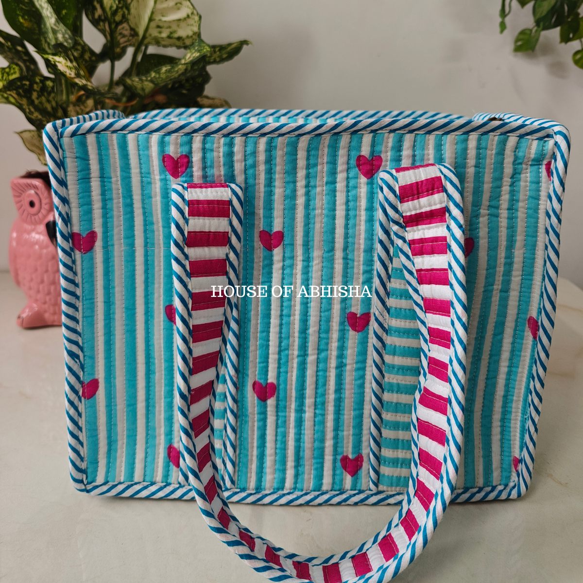 Lil Hearts Mini Quilted Cotton Tote Bag