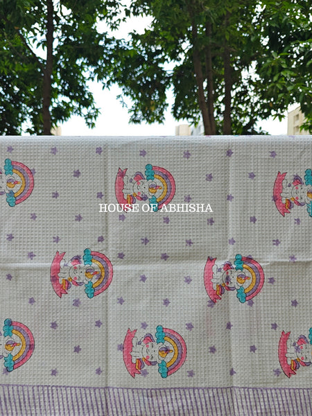 Unicorn Handblock Waffle Cotton Towel