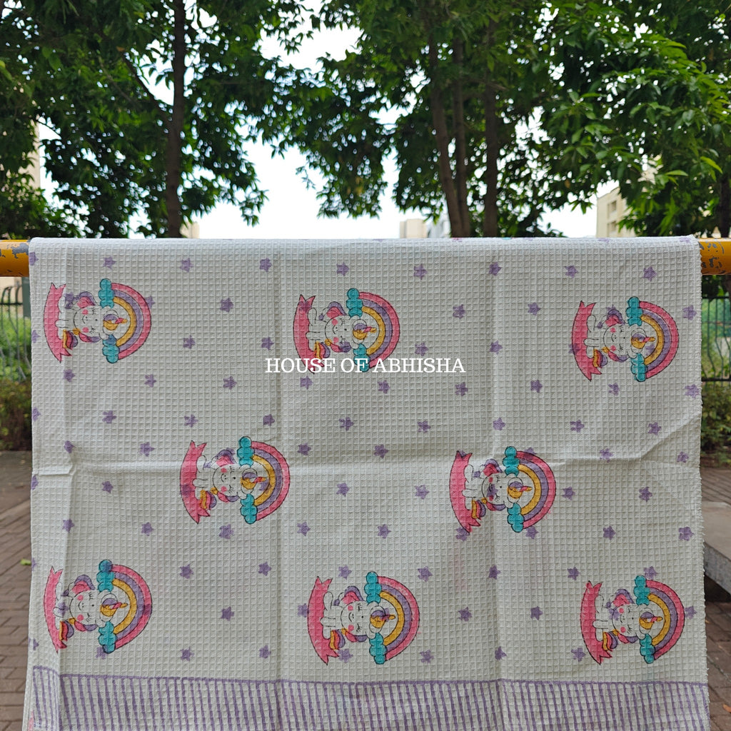 Unicorn Handblock Waffle Cotton Towel