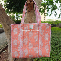 Canopy Quilted Cotton Tote Bag + Pouch (Set of 3) Combo