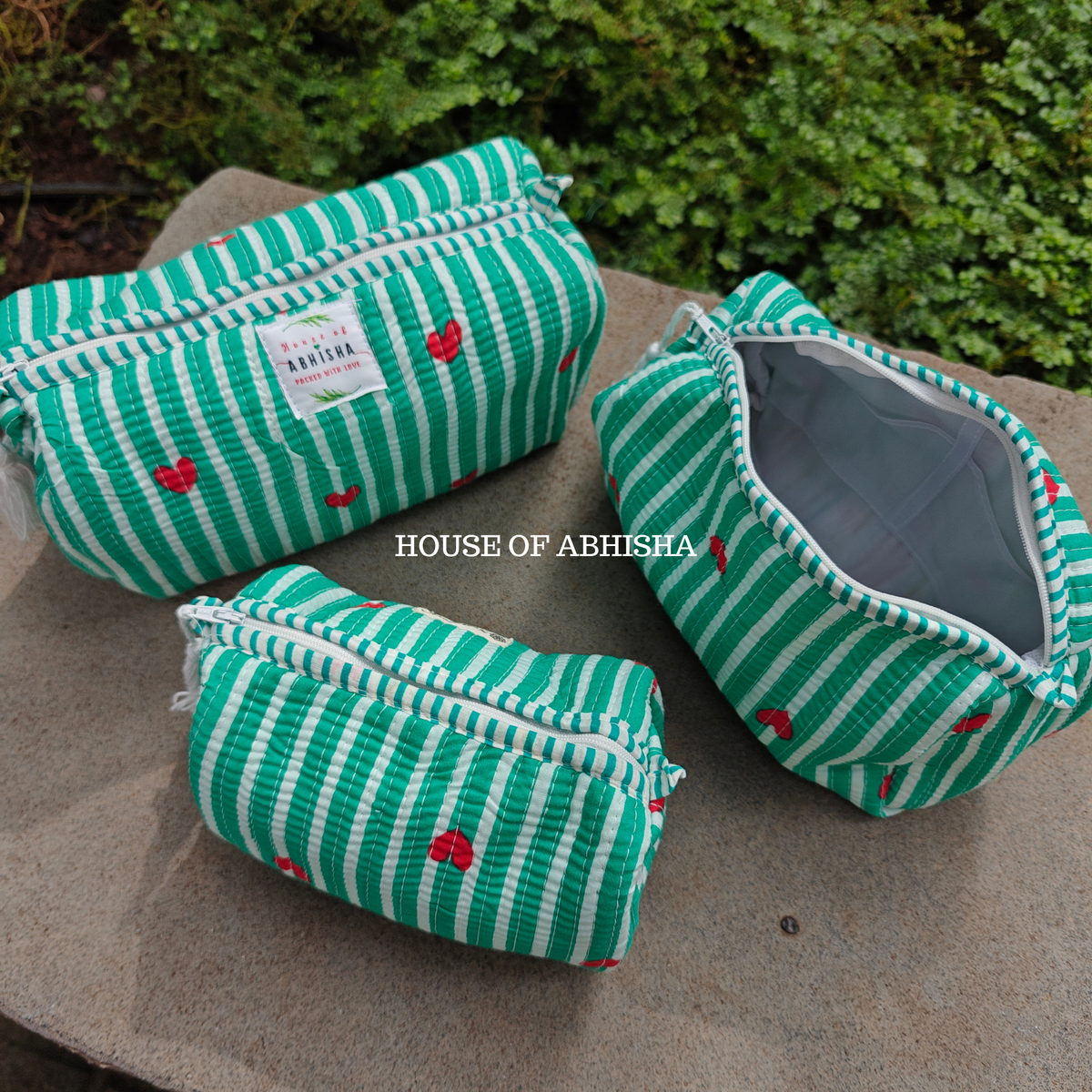 Gulmira Quilted Cotton Tote Bag + Pouch (Set of 3) Combo