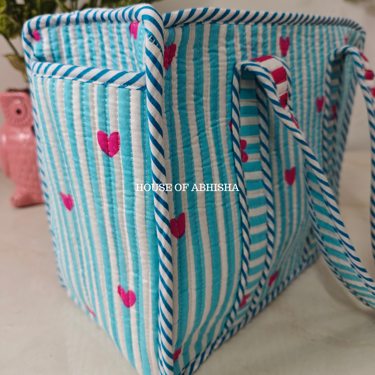 Lil Hearts Mini Quilted Cotton Tote Bag