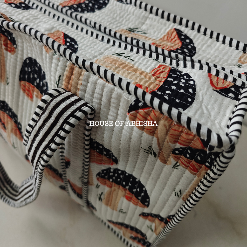 Mushroom Quilted Cotton Tote Bag