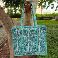 Eden Bloom Quilted Cotton Tote Bag + Pouch (Set of 3) Combo
