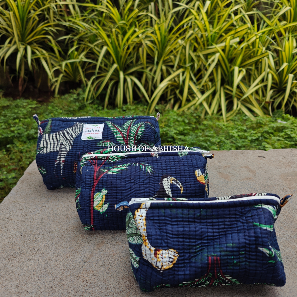 Wild Whimsy Quilted Utility Pouches - Set of 3