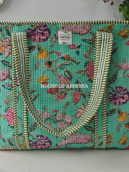 Bougainvillea Quilted Cotton Tote Bag