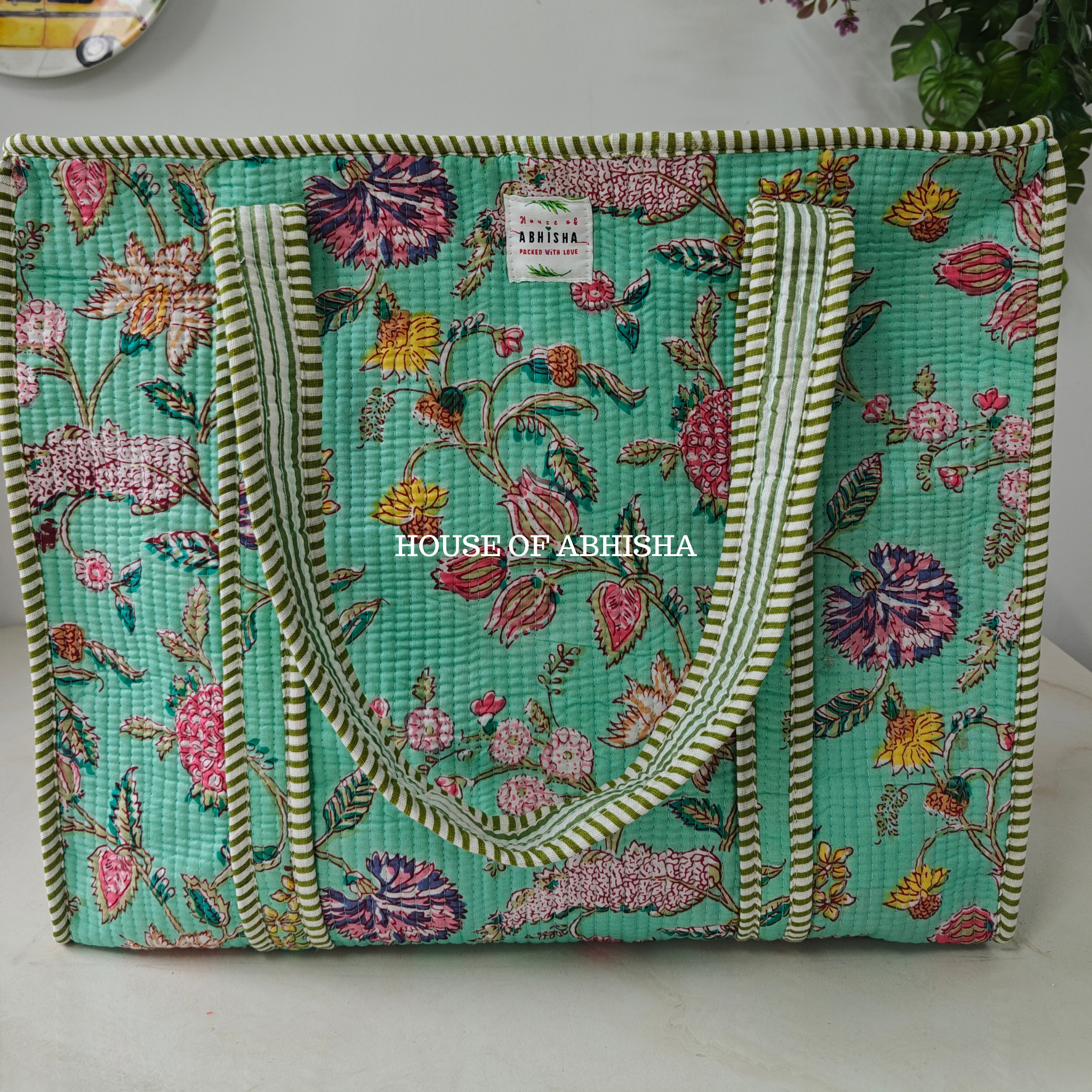 Bougainvillea Quilted Cotton Tote Bag