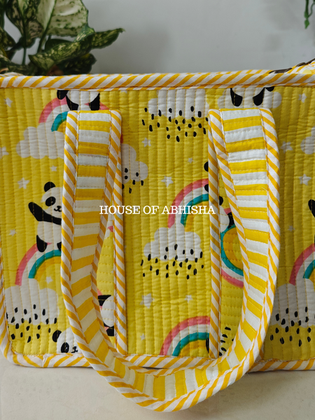 Panda Mini Quilted Cotton Tote Bag