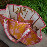 Vanraj Quilted Cotton Tote Bag + Pouch (Set of 3) Combo