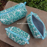 Eden Bloom Quilted Cotton Tote Bag + Pouch (Set of 3) Combo