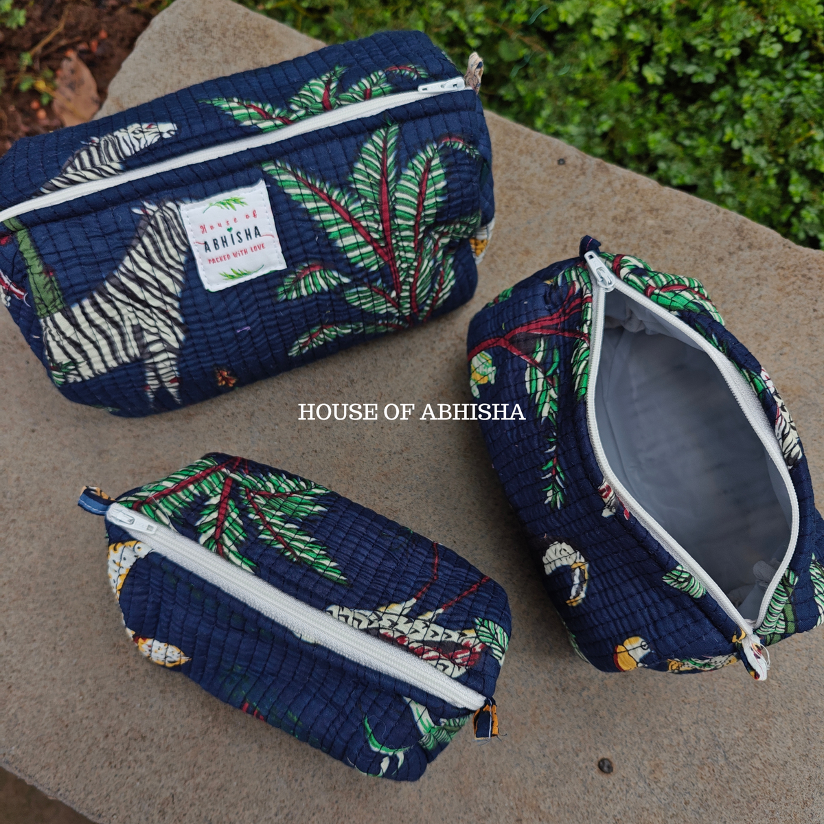 Wild Whimsy Quilted Utility Pouches - Set of 3