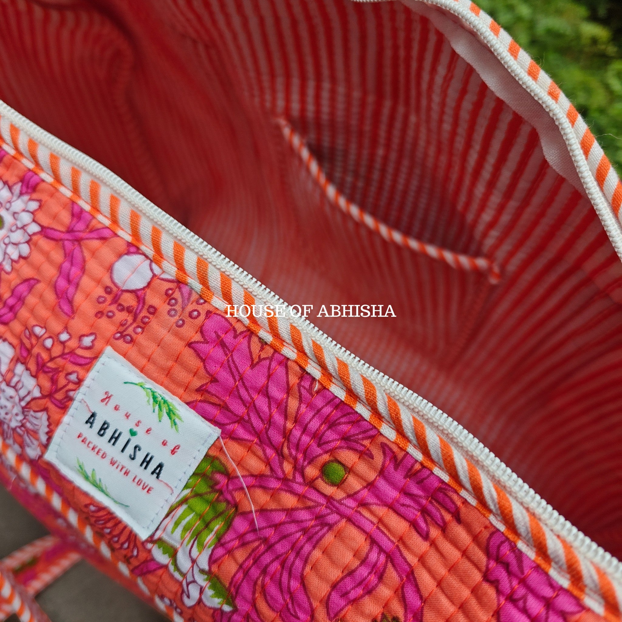 Block Printed Quilted French Garden Duffle Bag