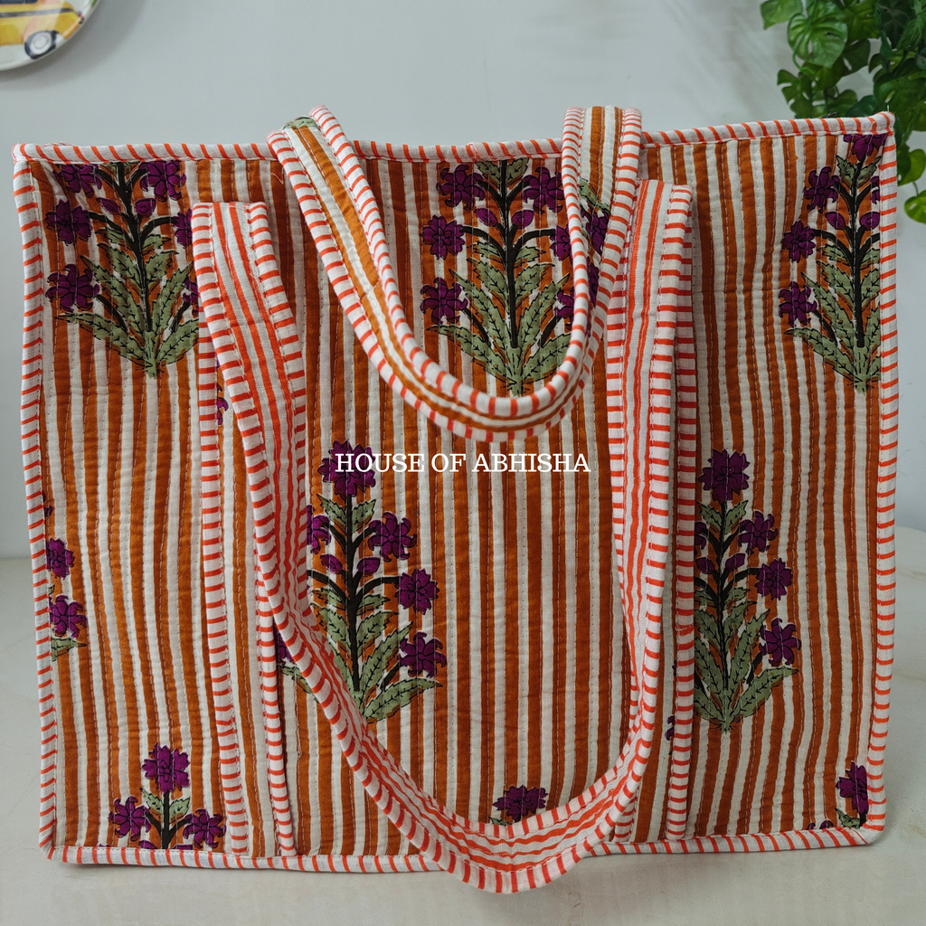 Guldasta Quilted Cotton Tote Bag