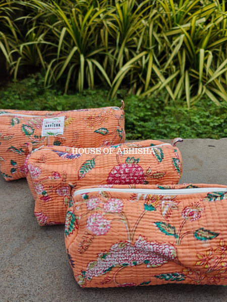 Garden Bloom Quilted Utility Pouches - Set of 3