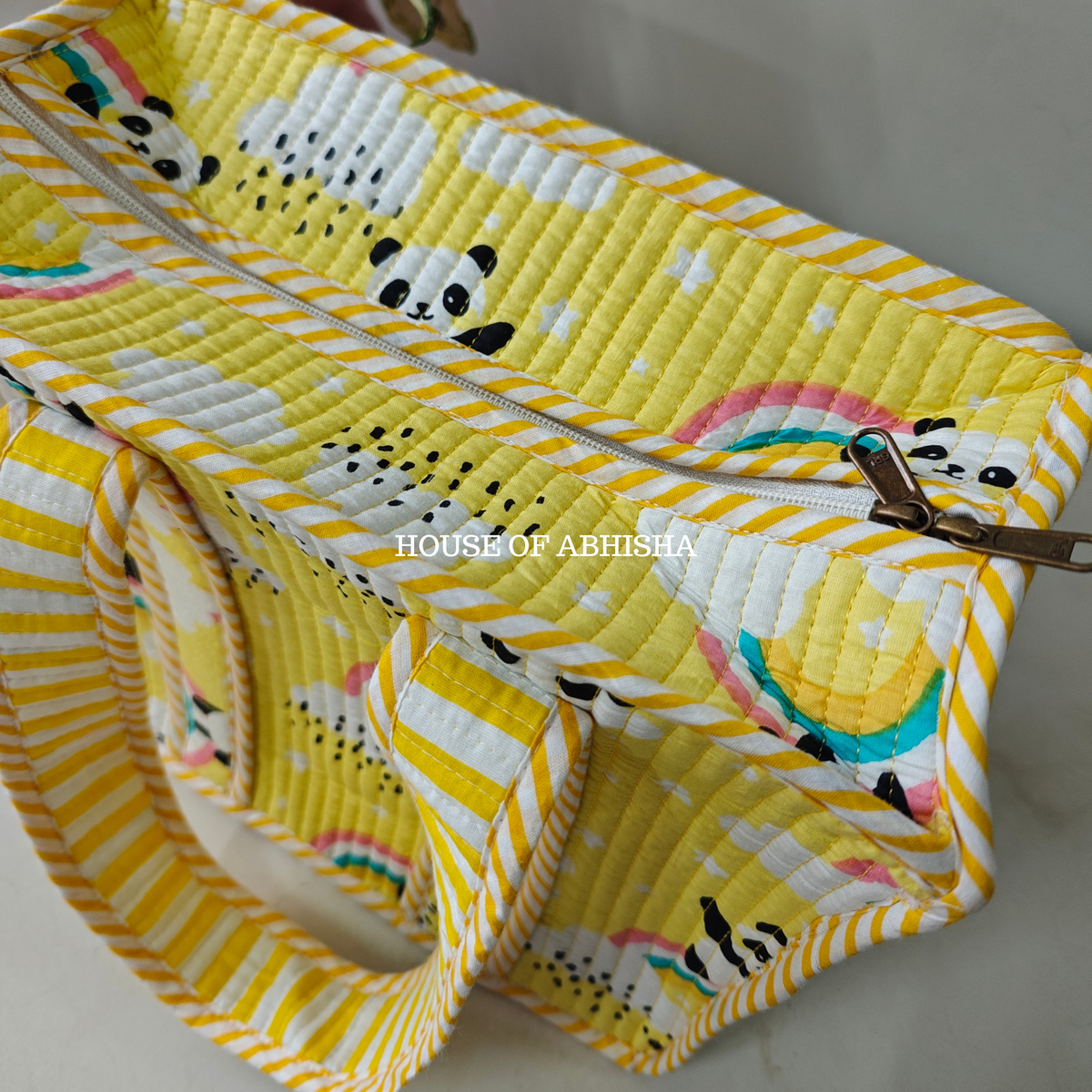 Panda Mini Quilted Cotton Tote Bag